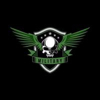 Military Skull Wings and Shield vintage design template for labels, emblems, badges or other. vector