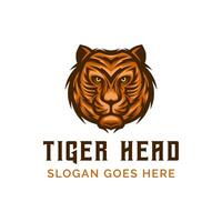 Ilustración de vector de diseño de cabeza de tigre de logotipo en estilo vintage