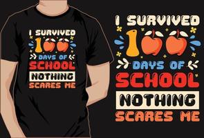 Basic100 days of school colorful t shirt design vector