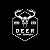 Deer skull vintage logo outdoor adventure  design template vector illustration