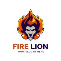 Lion Fire Flame Logo design vector illustration template