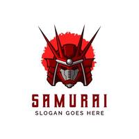 plantilla de ilustración vectorial de diseño de logotipo de casco samurai vector