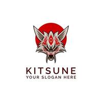 Kitsune Wolf Head Japanesee Wolf Logo vector illustration