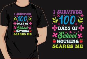 Basic100 days of school colorful t shirt design vector