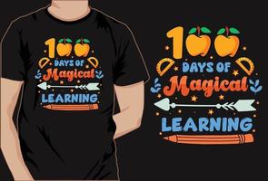 Basic100 days of school colorful t shirt design vector