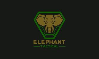 Elephant Tactical military logo design. Vector illustration of an elephant with military style. Modern Style icon design template.