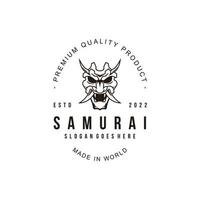 samurai logo vintage icono símbolo blanco y negro plantilla vintage para etiquetas, emblemas, insignias o plantilla de diseño vector