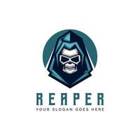 Grim Reaper logo Skull in modern style design. For mascot logo design in modern badge, mascot logo template. vector