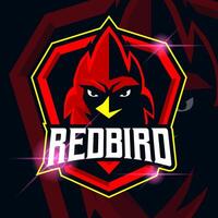 plantilla de logotipo de esport de pájaro rojo vector