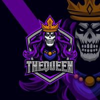 Queen Skull Game E-Sport logo design template vector