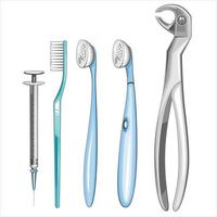 ilustración de equipo dental, suministros dentales, ilustración de vector de dentista, cuidado bucal
