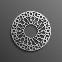 3d islámico sobre fondo de ornamento redondo de mandala oscuro diseño arquitectónico de textura musulmana. se puede utilizar para invitaciones de folletos, motivo persa vector