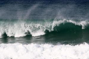 Storm and wind on the Mediterranean Sea in northern Israel. photo