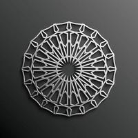 3d islámico sobre fondo de ornamento redondo de mandala oscuro diseño arquitectónico de textura musulmana. se puede utilizar para invitaciones de folletos, motivo persa vector