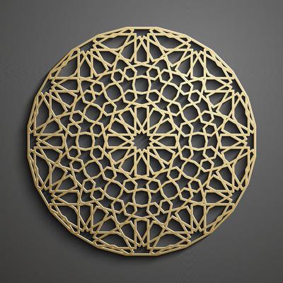 Islamic ornament vector , persian motiff . 3d ramadan islamic round pattern elements . Geometric logo template set. Circular ornamental arabic symbols vector .