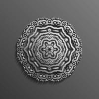 Islamic 3d on dark mandala round ornament background architectural muslim texture design . Can be used for brochures invitations,persian motif vector