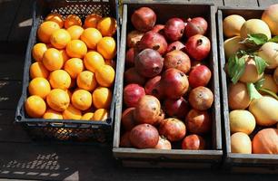 Vegetables and fruits are sold at a bazaar in Israel. photo