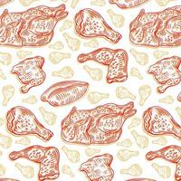 Crispy fried chicken pattern. Fast food pattern background vector