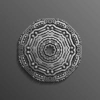 Islamic 3d on dark mandala round ornament background architectural muslim texture design . Can be used for brochures invitations,persian motif vector