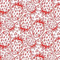 vector de dibujos animados lindo corazón y patrón de fresa en fondo blanco
