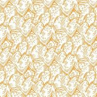 Crispy fried chicken pattern. Fast food pattern background vector