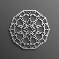 3d islámico sobre fondo de ornamento redondo de mandala oscuro diseño arquitectónico de textura musulmana. se puede utilizar para invitaciones de folletos, motivo persa vector