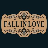 Fall in love Name Plate vector