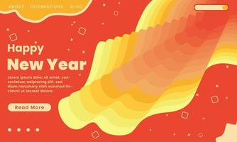 Landing page Template - Abstract design with red and yellow colours. Happy new year. vector