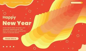 Landing page Template - Abstract design with red and yellow colours. Happy new year. vector