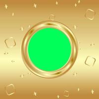 Green screen background with frame golden geometric. vector