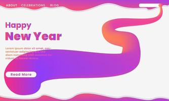 feliz año nuevo: diseño de páginas de destino con colores degradados. vector