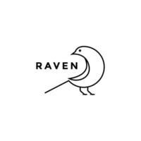 bird raven geometric line minimal logo design vector