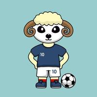 ilustración vectorial del personaje animal que lleva una camiseta de fútbol en la copa del mundo vector