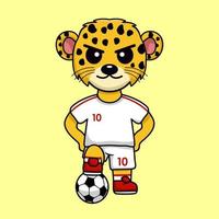ilustración vectorial del personaje animal que lleva una camiseta de fútbol en la copa del mundo vector