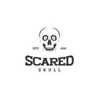 scared skull smile vintage logo design vector