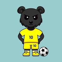 ilustración vectorial del personaje animal que lleva una camiseta de fútbol en la copa del mundo vector