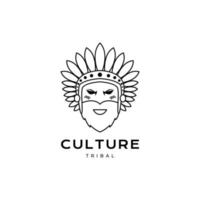 man face apache cultuture tribe logo design vector