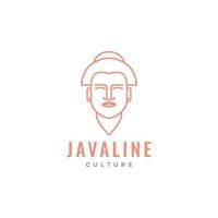 face woman mother java culture mascot line logo design vector