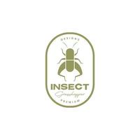 insect grasshopper badge vintage logo design vector