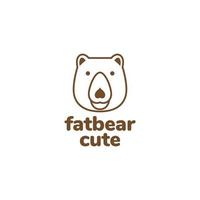 vector de diseño de logotipo minimalista de línea linda de oso gordo de cabeza