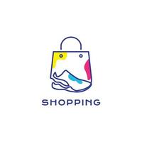 bolsa de compras con líneas de zapatos vector de diseño de logotipo abstracto de arte