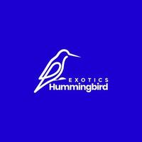 vector de diseño de logotipo moderno minimalista de línea de colibrí de pájaro exótico