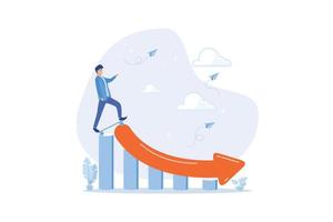 Prepare for economic down fall, collapse recession or financial crisis causing stock and crypto market to fall down concept, flat vector modern illustration