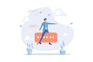 Effective communication for business leader, sending message, announcement or dialog for success, meeting talk or communicate idea concept, flat vector modern illustration
