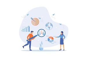 Customer research for marketing, study user behavior or analyze target group for advertising and marketing concept, flat vector modern illustration