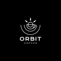 cielo espacio órbita taza de café bebida línea minimalista logotipo diseño vector
