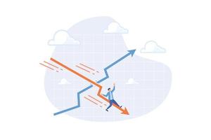 estanflación, desaceleración económica o recesión mientras la inflación aumenta, el crecimiento del pib disminuye debido al concepto de desempleo, ilustración moderna de vector plano