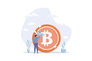 Bitcoin and cryptocurrency value return after crash or collapse, rescue or fix Bitcoin trading concept, flat vector modern illustration