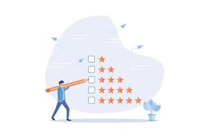 Evaluation or satisfaction feedback, performance rating or customer review, giving stars quality result, rate the service concept, flat vector modern illustration