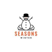 little snow man happy cute minimal cartoon mascot logo design vector